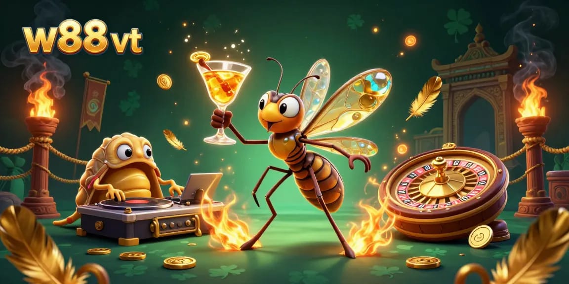 Trải nghiệm cá cược tại w88 vt với hình ảnh mascot độc đáo và không gian sôi động.