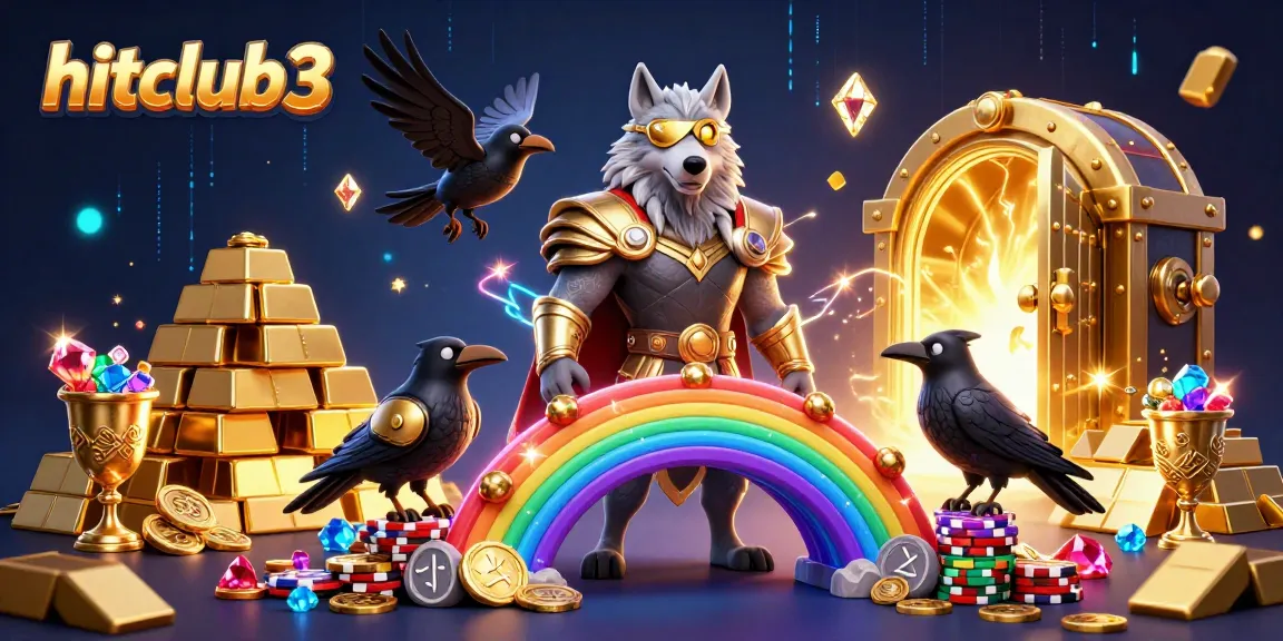 Join the adventure at hitclub3 with Odin and his ravens amidst a vibrant casino landscape.