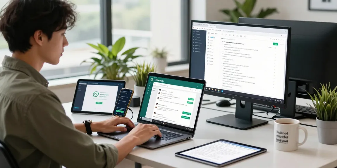 WhatsApp網頁版 workplace scene showcasing integration and productivity.