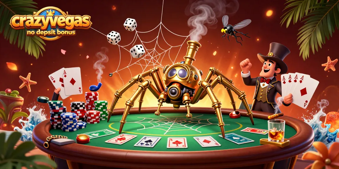 Experience the thrill of the crazyvegas no deposit bonus with a 3D casino illustration showcasing excitement and play.