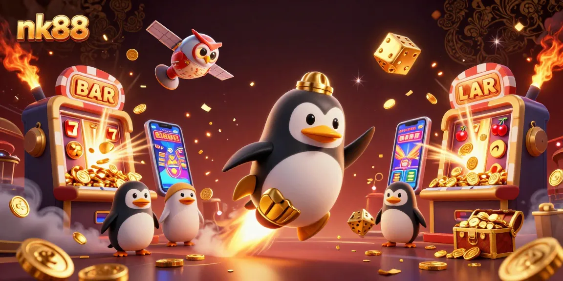 Experience winning moments at nk88 with our dynamic 3D casino adventure illustration, highlighting excitement.