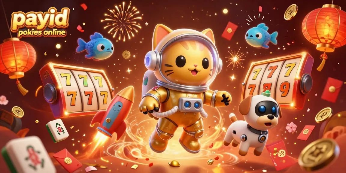Join the excitement of payid pokies online with thrilling slot reels and vibrant casino elements in this stunning 3D scene.