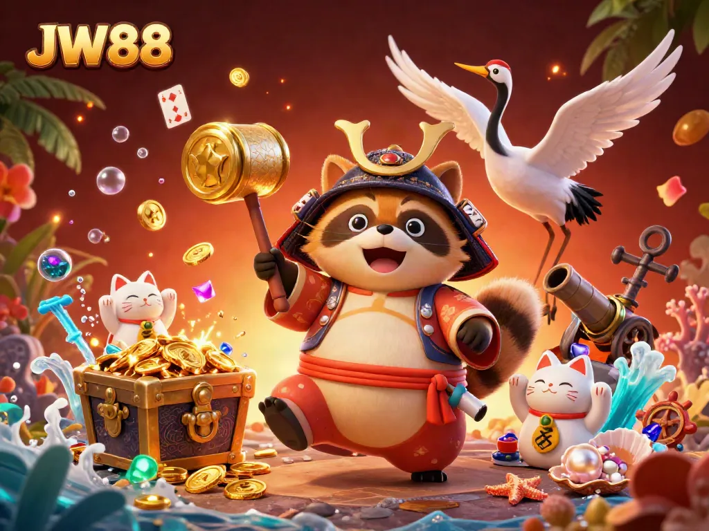 Experience the vibrant JW88 casino world, featuring playful characters and dynamic gaming elements, capturing the essence of fun and fortune.
