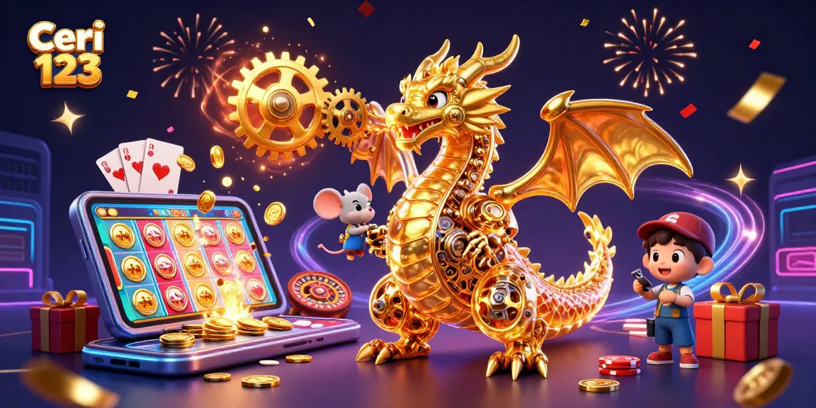 Spin the reels at Ceri 123 with a golden dragon breathing gears and exciting slot action!